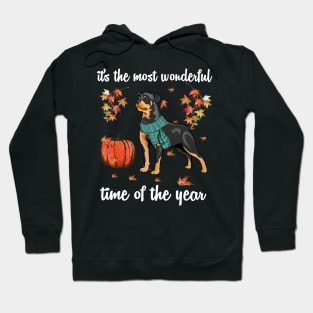 Rottweiler Dog Autumn Fall Most Wonderful Time Maple Gift Hoodie